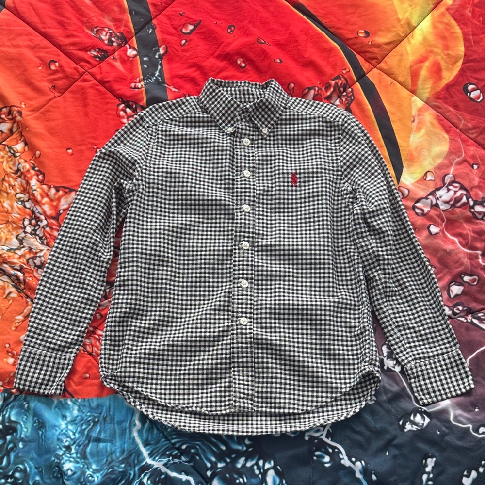 Polo by Ralph Lauren Black and White Checkered Kids Button Down Shirt